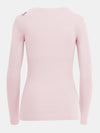 Built in bra luxury top t shirt long sleeved v neck pink Petal