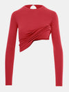 Built in bra luxury long sleeve t shirt top red Heart