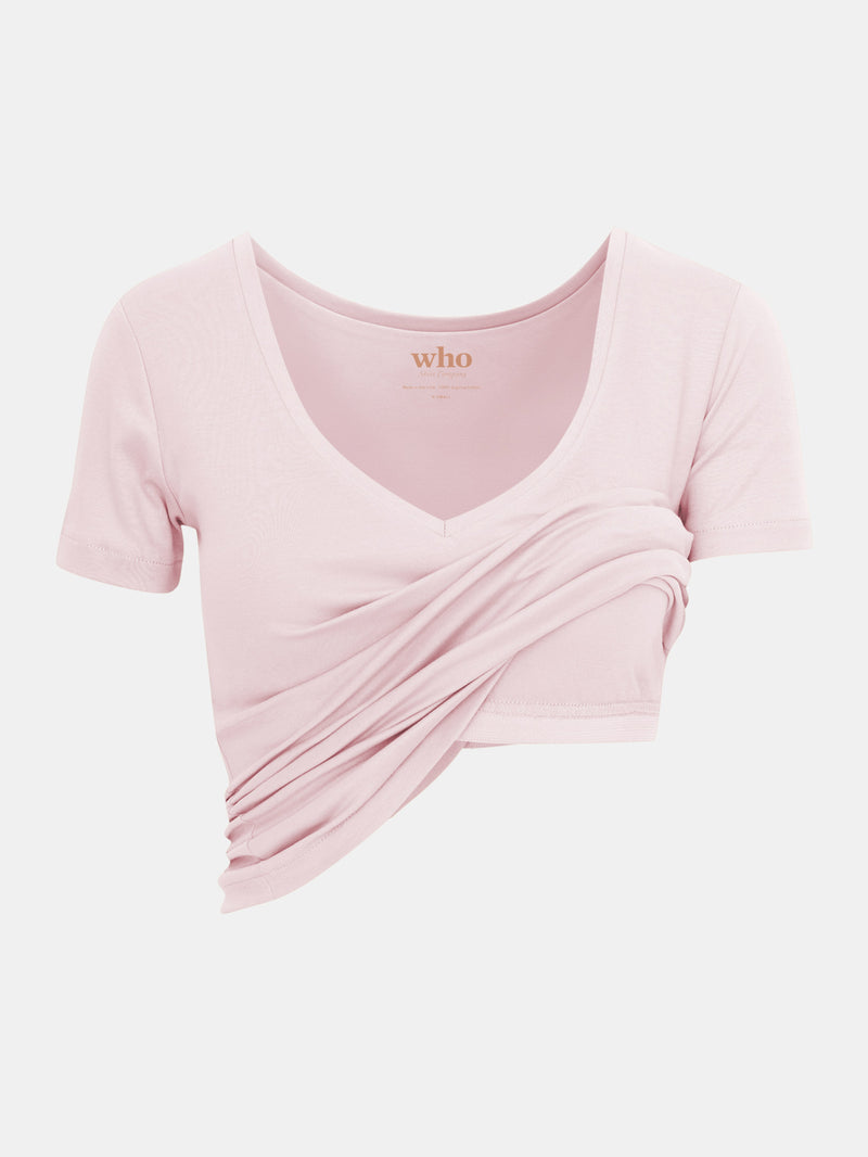 Built in bra luxury top t shirt top pink Petal