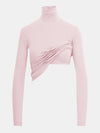 Built in bra luxury top t shirt turtleneck top pink Petal